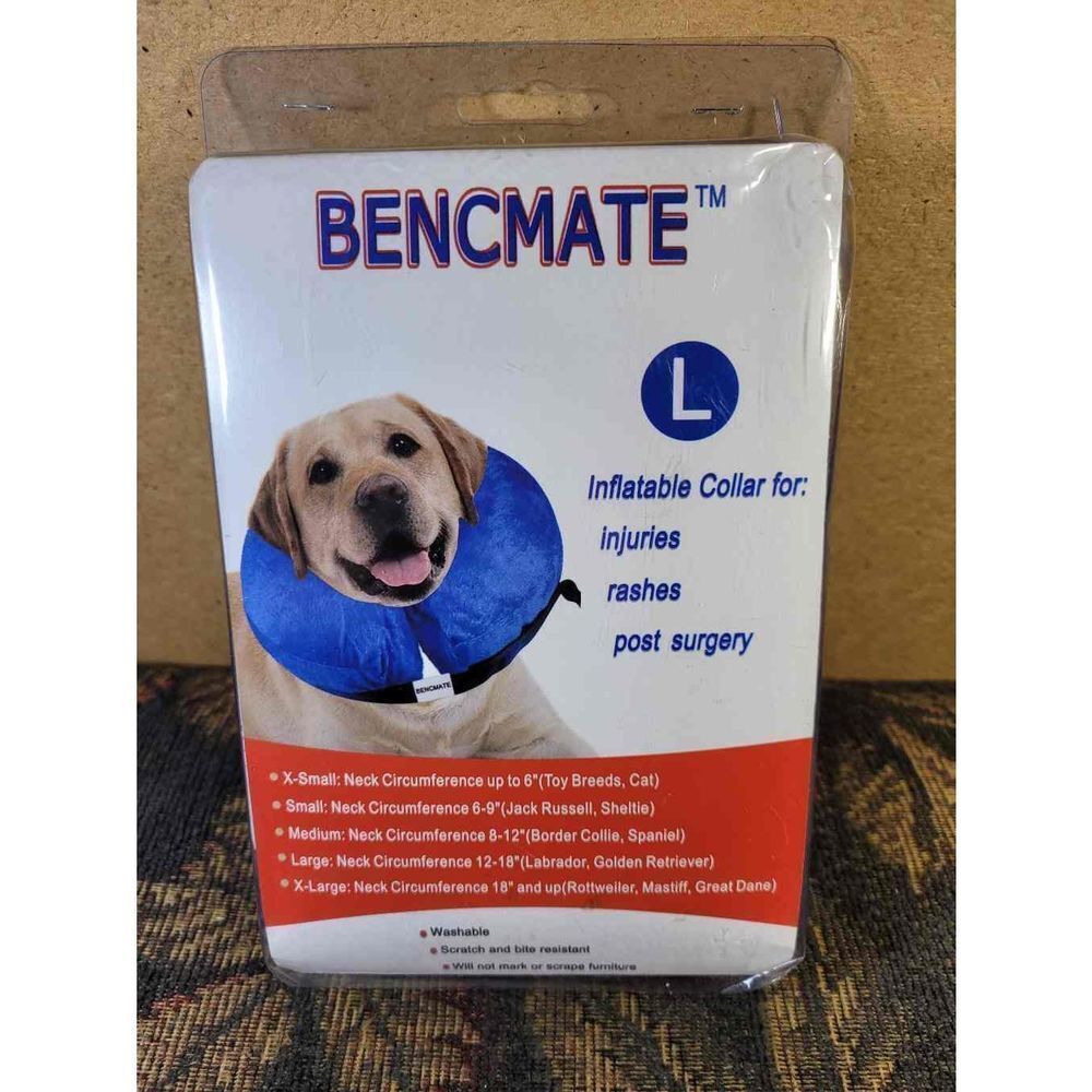 Bencmate Blue Protective Inflatable Dog E-Collar- Size L- NIP